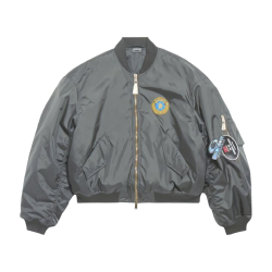 Black Bomber Jacket with Aerospace Patch Black Bomber Jacket with Aerospace Patch